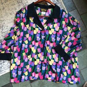 Bob Mackie Wearable Art 100% Silk Tulip Shirt!